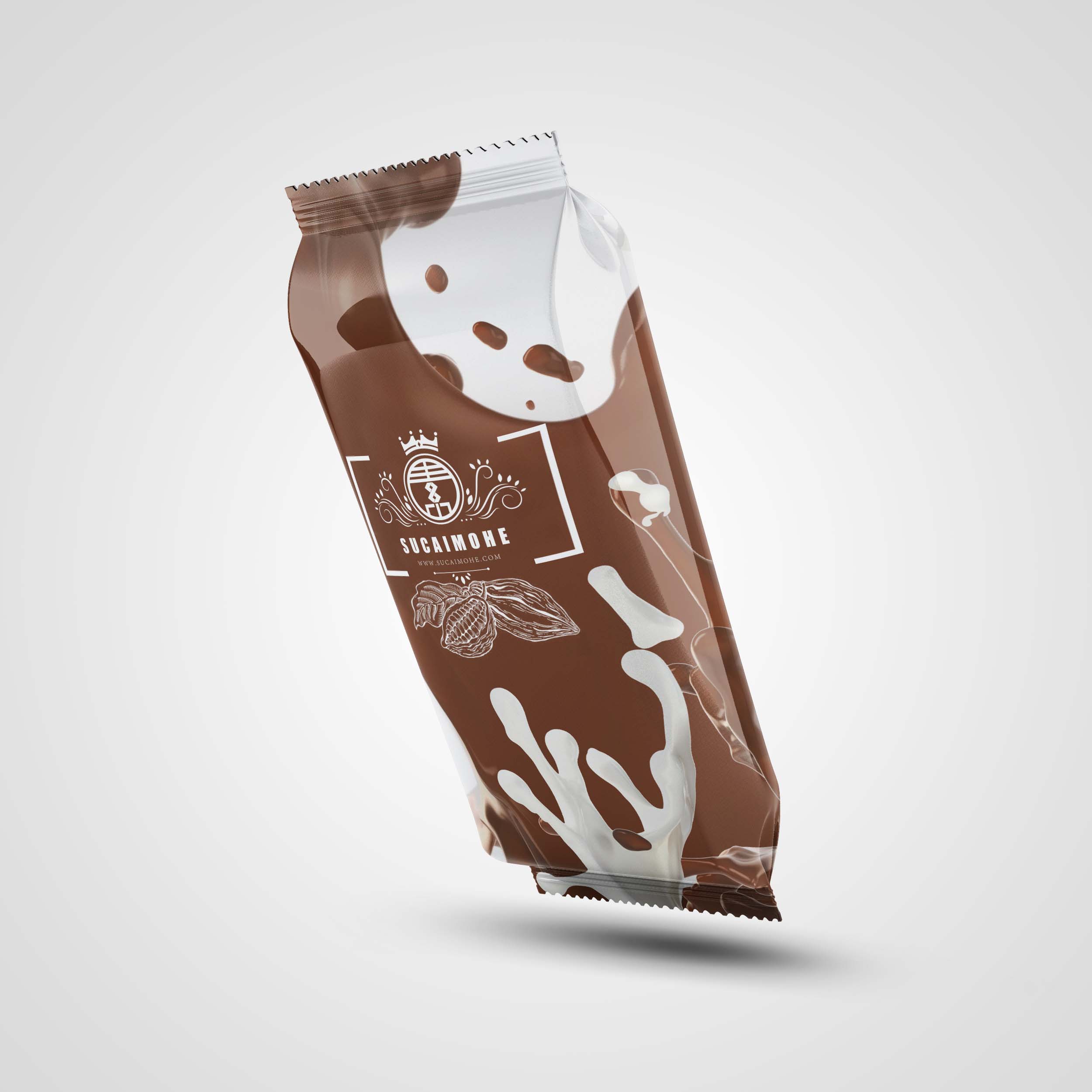 巧克力冰淇淋塑料袋样机PSD源文件11 Ice Cream Package Mockup