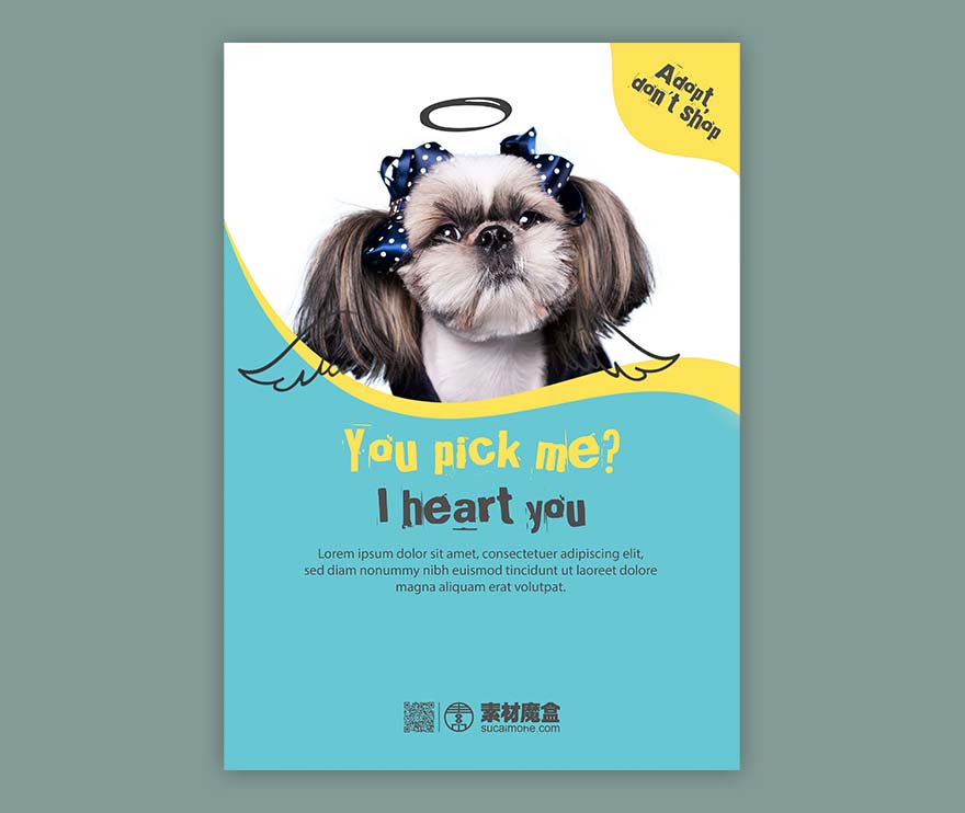 宠物狗传单海报设计PSD源文件adopt-dog-flyer-template