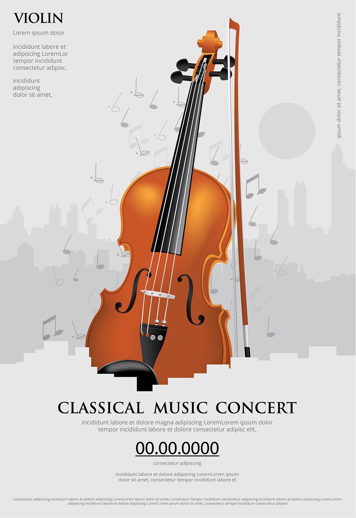 古典音乐概念海报小提琴插画/音乐会海报设计classical-music-concept-poster-violin-illustration