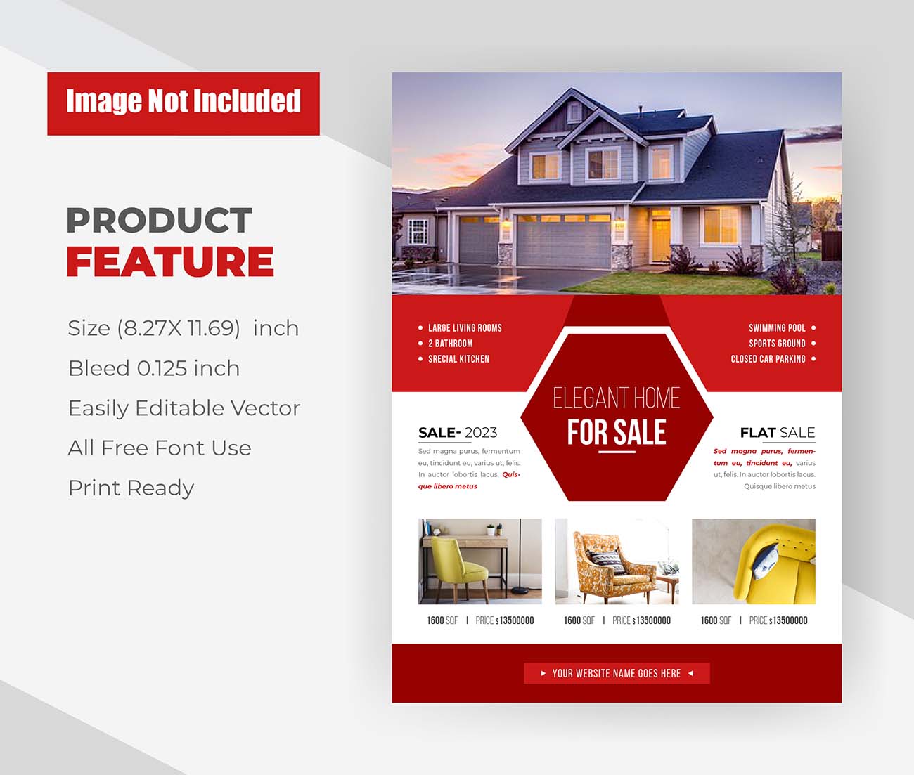 优雅的家出售房地产传单模板flyer-template