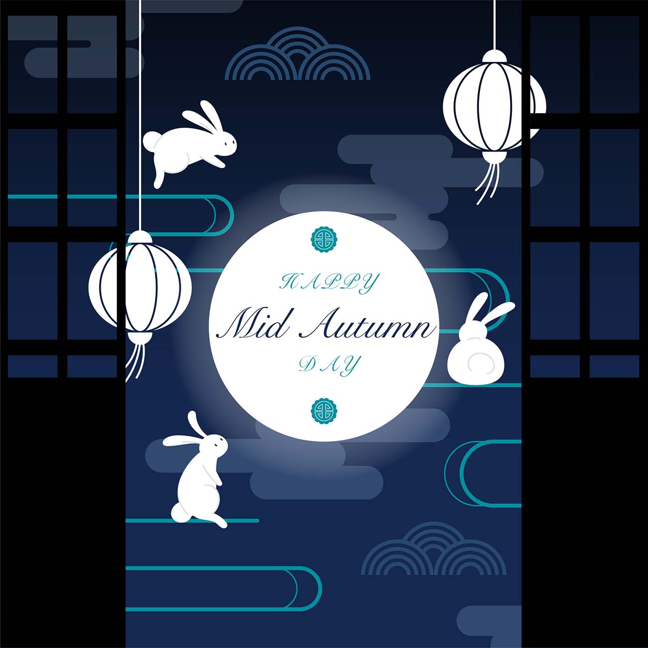 中秋节插图与灯笼和月亮mid-autumn-festival-illustration-with-lanterns-moon