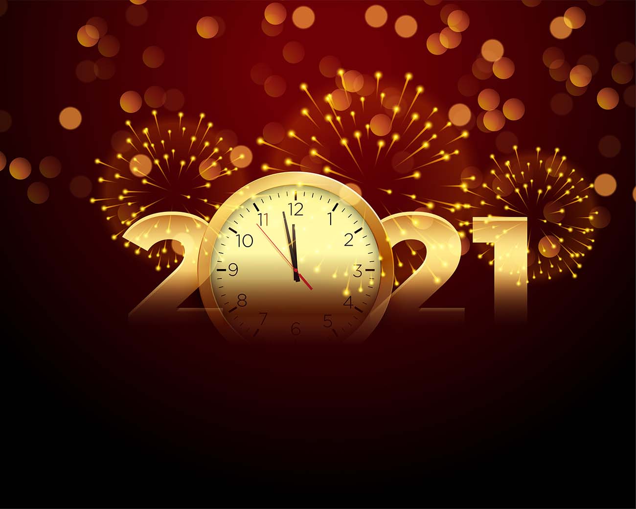 2021新年快乐，时钟和烟花背景矢量源文件2021-happy-new-year-with-clock-and-firework-background