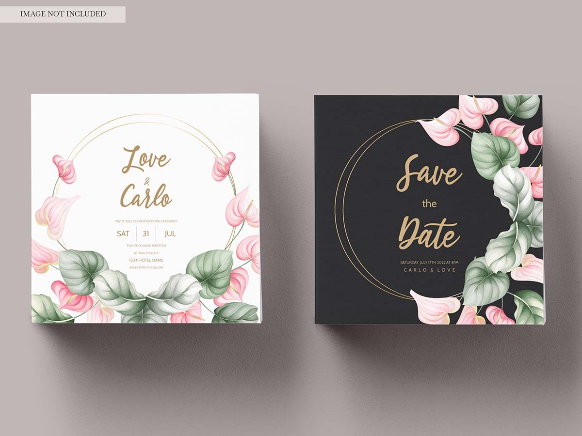 美丽的婚礼邀请卡设置模板矢量beautiful-wedding-invitation-card-set-template