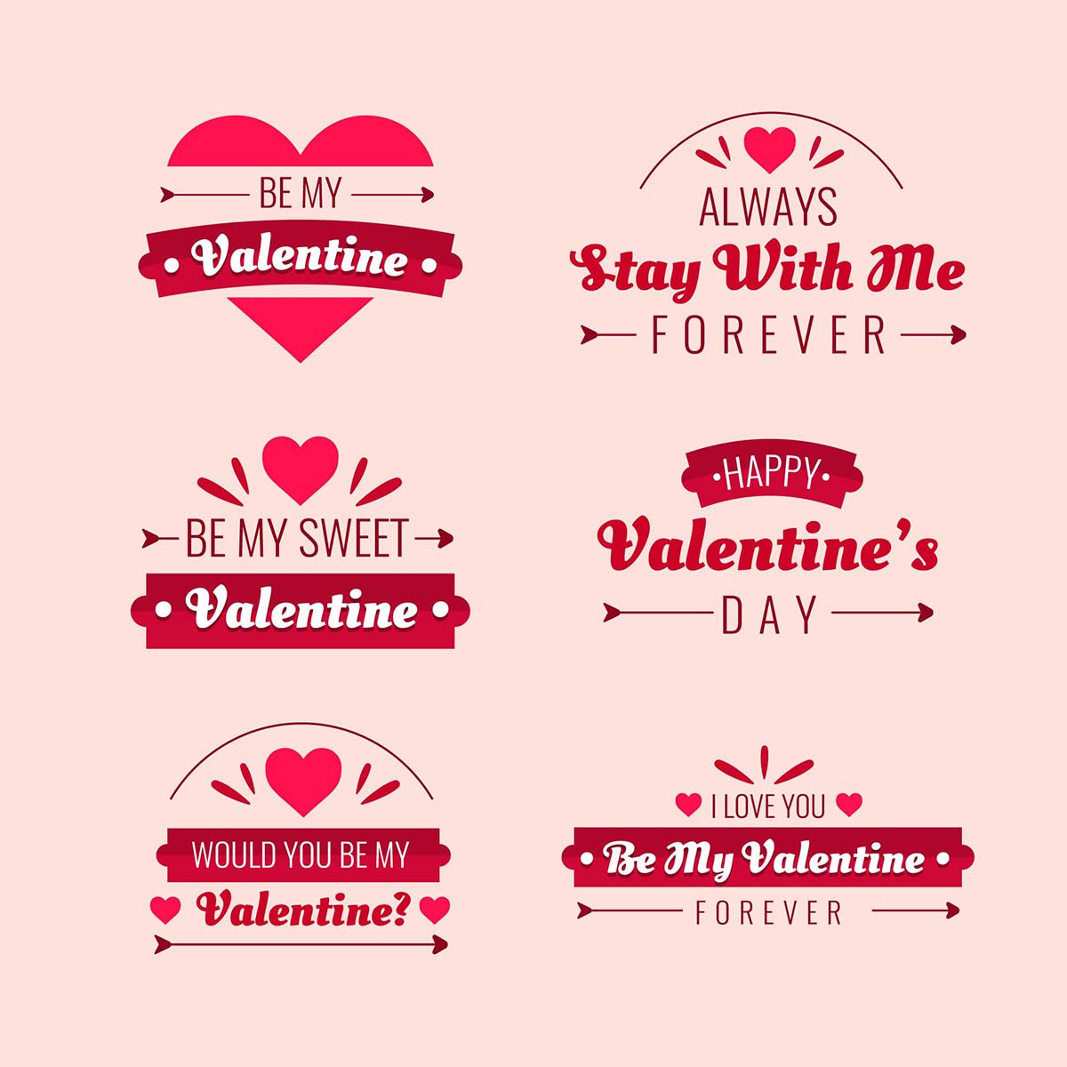 平面设计情人节标签包矢量源文件flat-design-valentine-s-day-label-pack