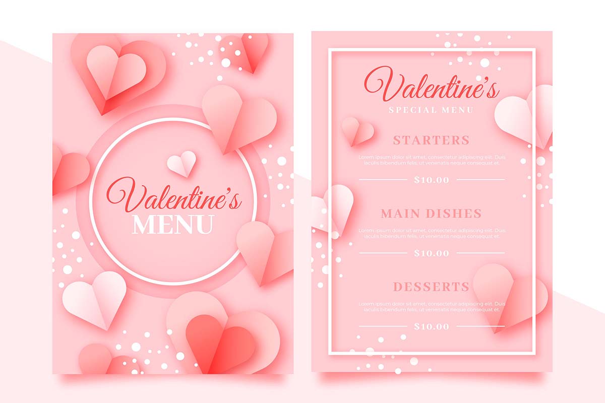 情人节菜单创意设计源文件valentine-day-menu-template