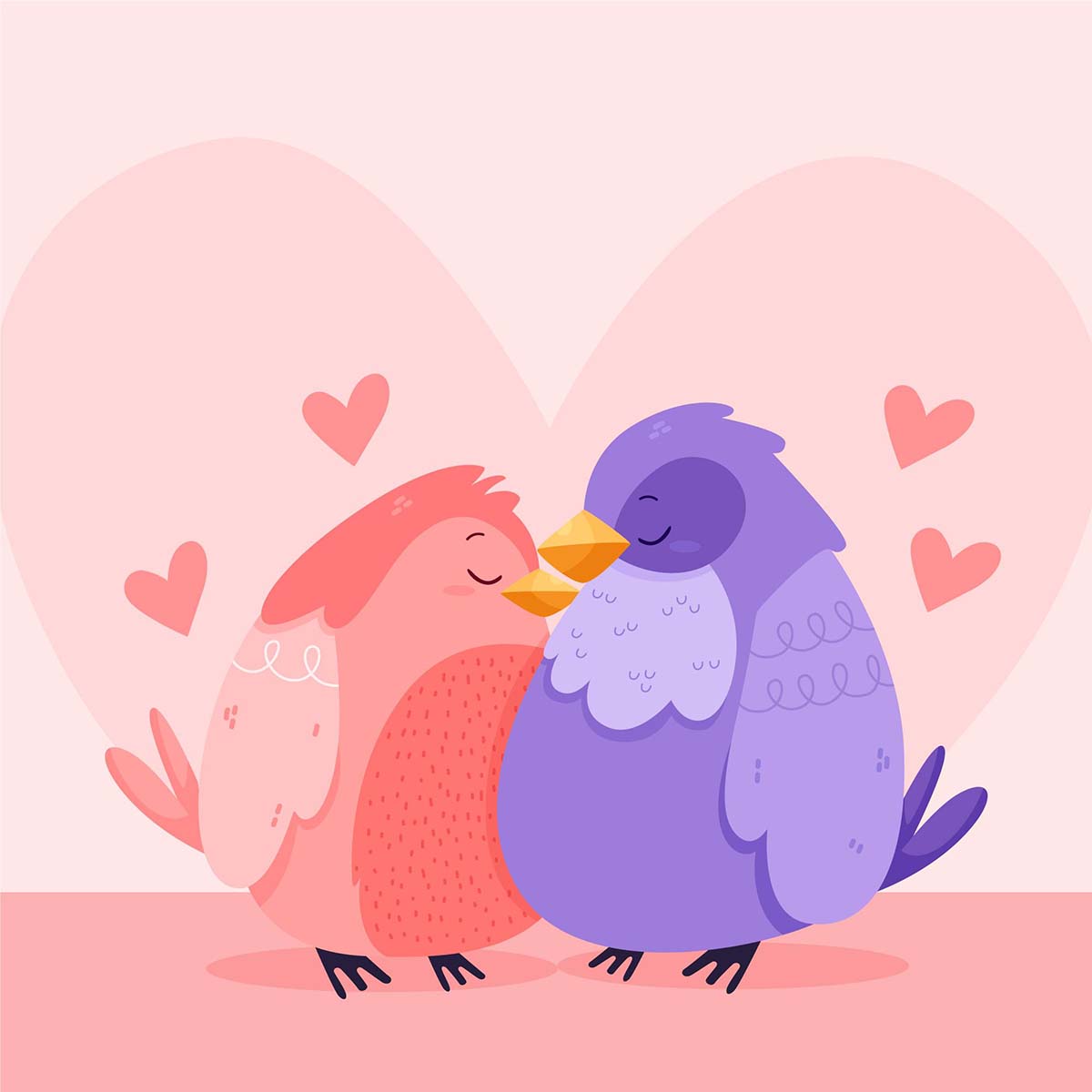 可爱的情人节鸟情侣矢量cute-valentine-s-day-bird-couple