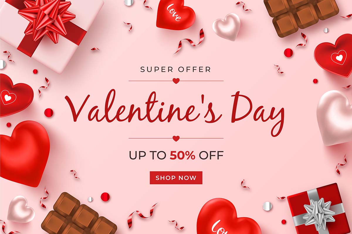 现实的情人节销售促销矢量realistic-valentine-s-day-sale-promo