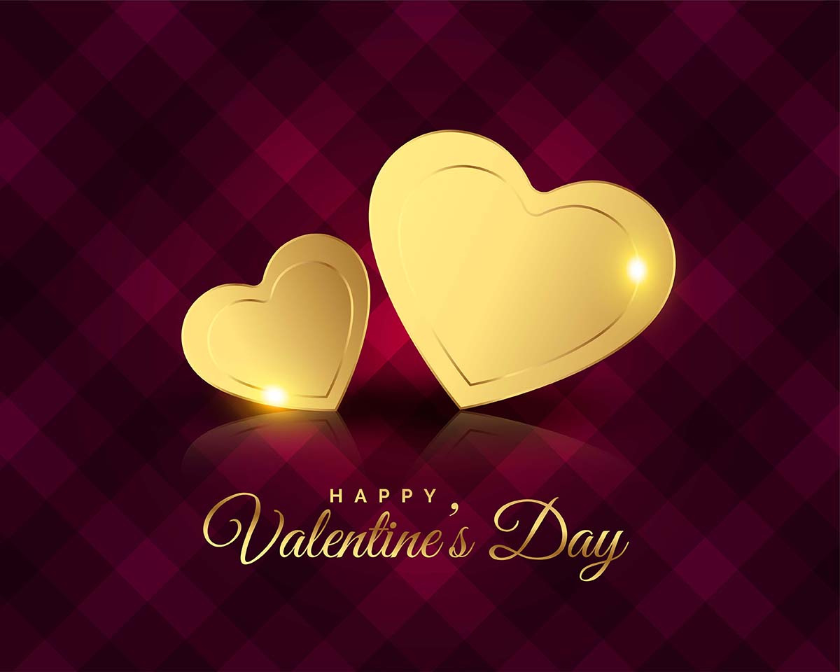 溢价金心情人节问候矢量premium-golden-hearts-valentines-day-greeting