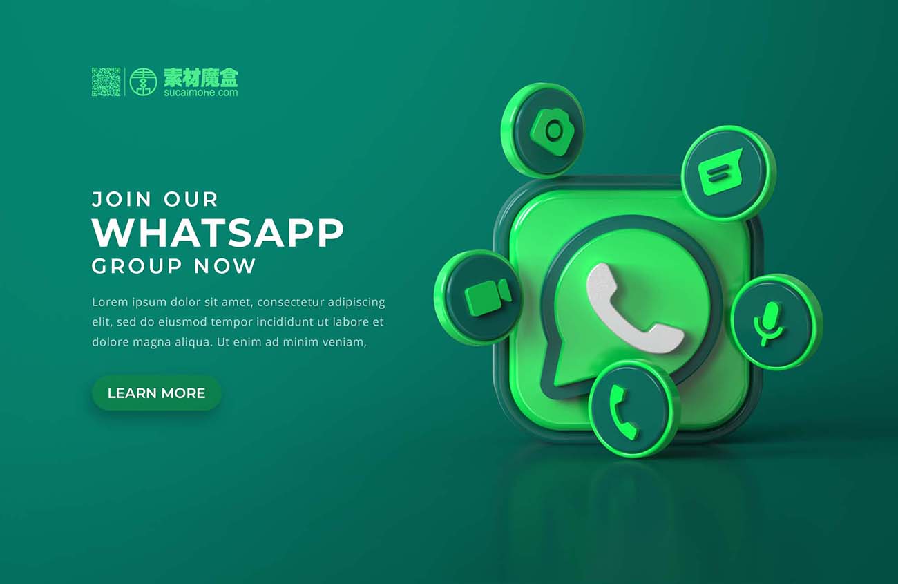 3d whatsapp徽标和聊天图标Psd源文件3d-whatsapp-logo-with-chat-icons