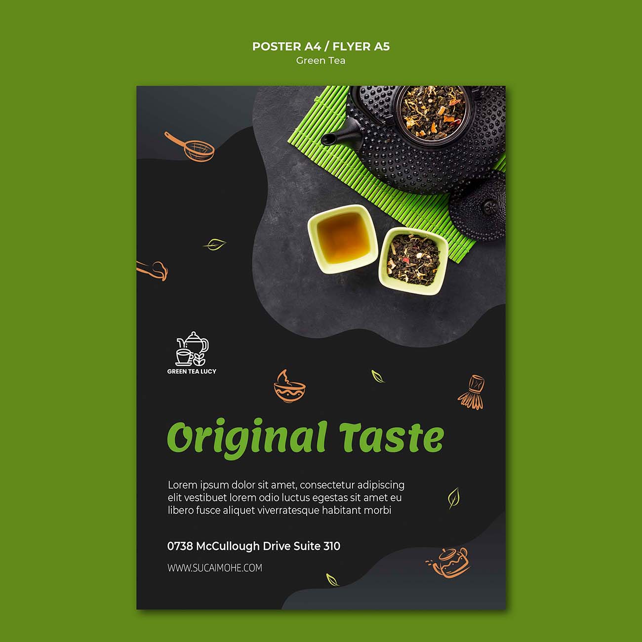 绿茶海报广告模板Psd源文件poster-green-tea-ad-template