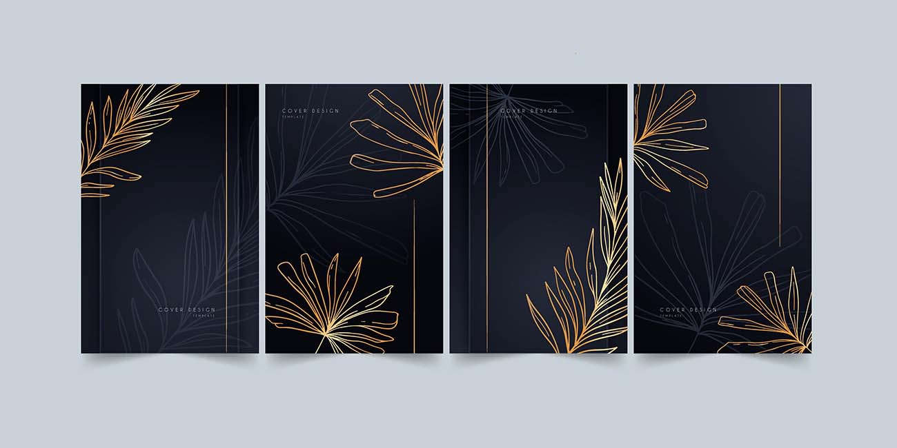黄金植物封面背景收藏矢量源文件gold-botanical-cover-collection