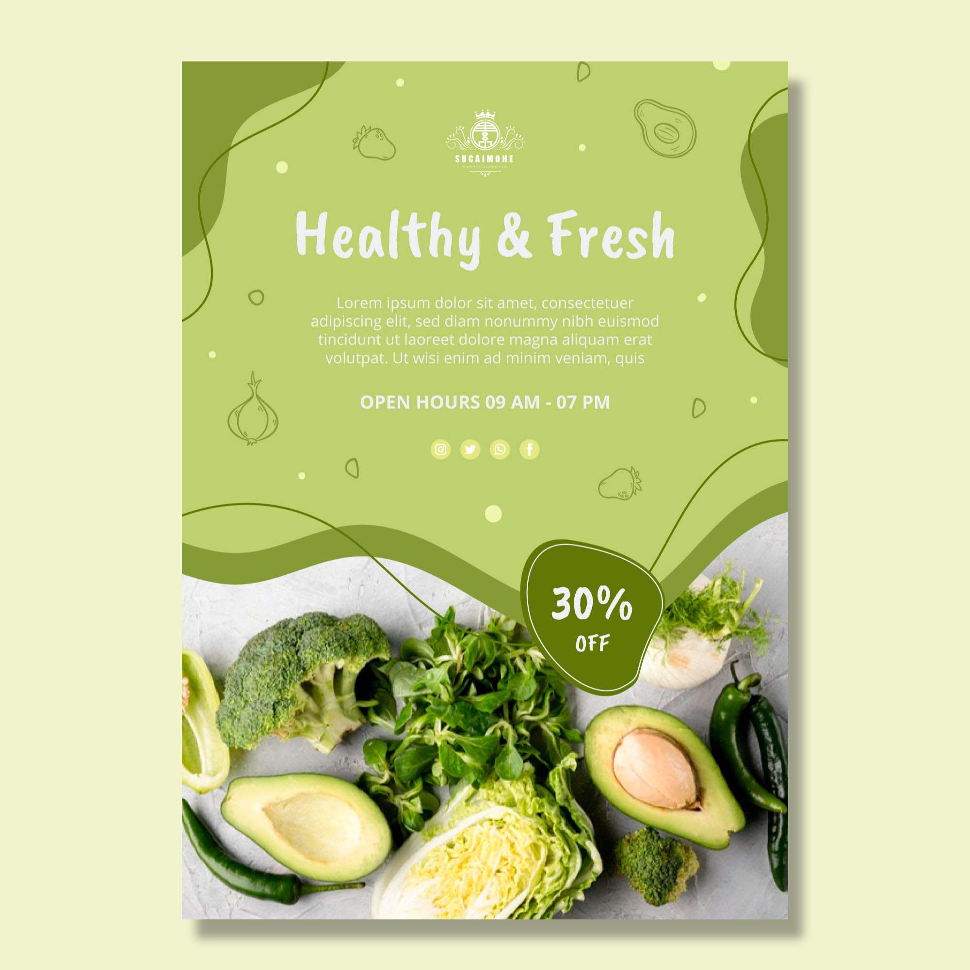 生物和健康食品海报模板矢量源文件（不含照片）